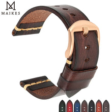 Load image into Gallery viewer, Maikes Genuine Leather Watchband for Galaxy Watch Strap 18mm 20mm 22mm 24mm Watch Band Tissote Timex Omega Wrist Bracelets
