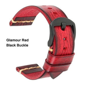 Maikes Genuine Leather Watchband for Galaxy Watch Strap 18mm 20mm 22mm 24mm Watch Band Tissote Timex Omega Wrist Bracelets