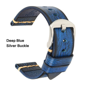 Maikes Genuine Leather Watchband for Galaxy Watch Strap 18mm 20mm 22mm 24mm Watch Band Tissote Timex Omega Wrist Bracelets