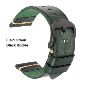 Maikes Genuine Leather Watchband for Galaxy Watch Strap 18mm 20mm 22mm 24mm Watch Band Tissote Timex Omega Wrist Bracelets