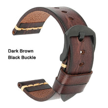 Load image into Gallery viewer, Maikes Genuine Leather Watchband for Galaxy Watch Strap 18mm 20mm 22mm 24mm Watch Band Tissote Timex Omega Wrist Bracelets