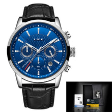 Load image into Gallery viewer, LIGE Mens Watches Gift Top Luxury Brand Waterproof Sport Watch Chronograph Quartz Military Genuine Leather Relogio Masculino