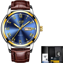 Load image into Gallery viewer, LIGE Mens Watches Gift Top Luxury Brand Waterproof Sport Watch Chronograph Quartz Military Genuine Leather Relogio Masculino