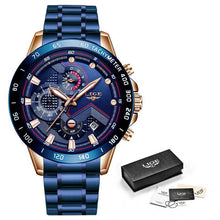 Load image into Gallery viewer, LIGE 2020 New Fashion Mens Watches with Stainless Steel Top Brand Luxury Sports Chronograph Quartz Watch Men Relogio Masculino