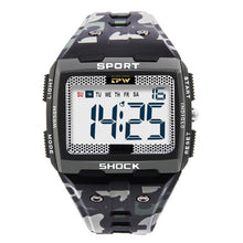 Load image into Gallery viewer, Big Number Men Sport Watch Multifunction Stop watch Fitness Alarm Clock 5Bar Waterproof Back Light Square
